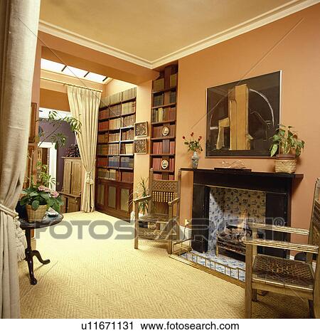 Bookshelves in traditional living room View Large Photo Image Stock Image - Bookshelves in traditional living room. Fotosearch