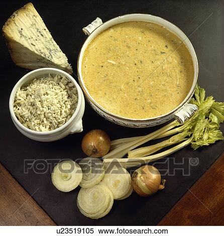 Stock Photography - celery, cheese, vegetable, onion, stilton, soup, food. Fotosearch