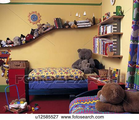 Child's Bedroom with Fun Shelving. View Large Photo Image Stock Photo - Child's Bedroom with Fun Shelving.. Fotosearch