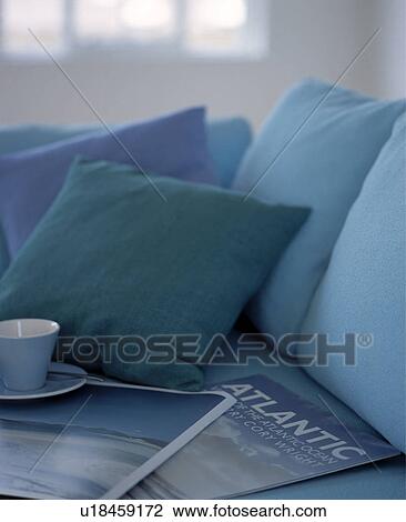 Stock Image - Close-up of Cushions on Sofa. Fotosearch