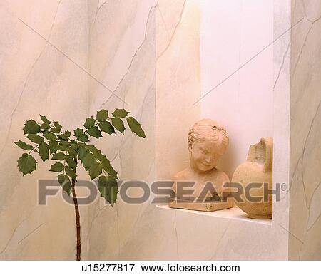 Close-up of marble bust of child in marble alcove View Large Photo Image Stock Photo - Close-up of marble bust of child in marble alcove. Fotosearch