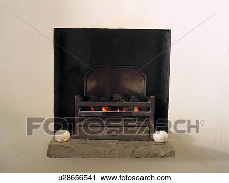 Close-up of modern fireplace View Large Photo Image Stock Image - Close-up of modern fireplace. Fotosearch
