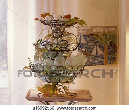 Close-up of three-tiered wirework basket storing glasses View Large Photo Image Stock Photograph - Close-up of three-tiered wirework basket storing glasses. Fotosearch