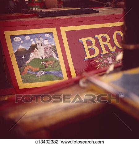 Close up of traditional castle painting on narrow boat View Large Photo Image Stock Image - Close up of traditional castle painting on narrow boat. Fotosearch
