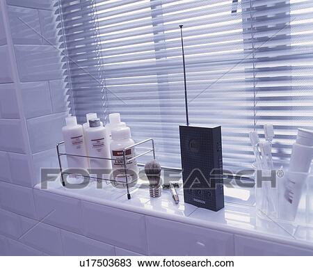 Closeup white bathroom window with venetian blind and tiles. View Large Photo Image Stock Image - Closeup white bathroom window with venetian blind and tiles.. Fotosearch