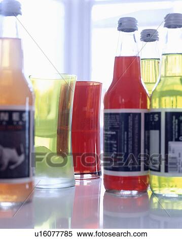 Stock Photography - cordial, bottle, red, fruit juice, drink, food. Fotosearch