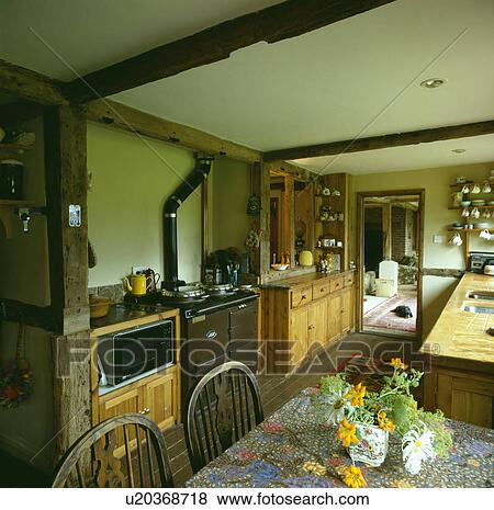 Stock Photo - cottage, interior, kitchens, interiors, ovens, agas . Fotosearch