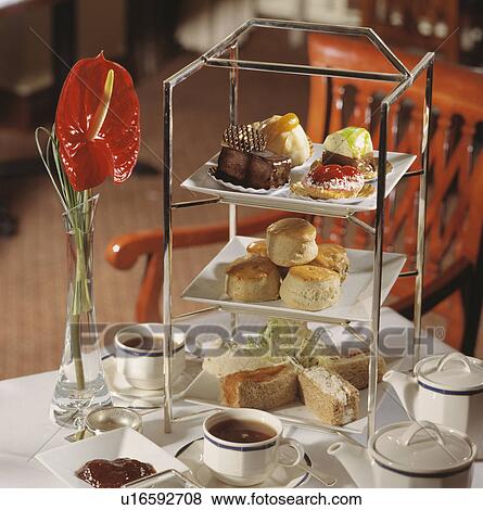 Stock Photo - drink, tea, cake, food. Fotosearch