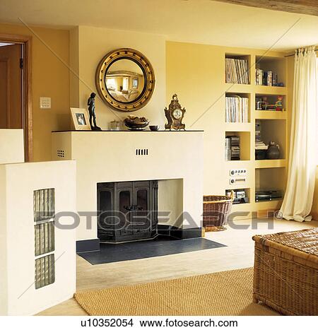 Fireplace in modern living room View Large Photo Image Picture - Fireplace in modern living room. Fotosearch