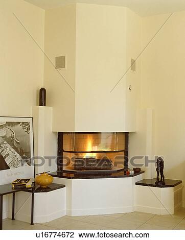 Fireplace in modern living room View Large Photo Image Stock Image - Fireplace in modern living room. Fotosearch