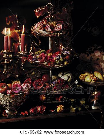 Stock Image - Floral Decoration with Candles.. Fotosearch