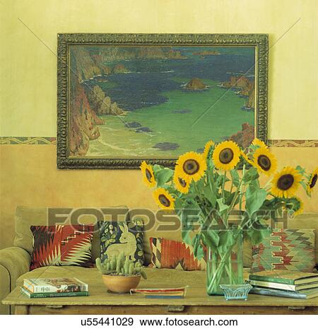 Stock Photo - Framed Picture with Sunflowers. Fotosearch