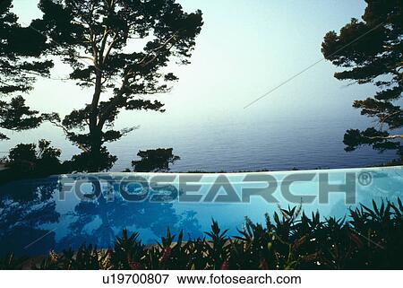 Infinity swimming pool on the Italian coast with view of the sea View Large Photo Image Stock Photo - Infinity swimming pool on the Italian coast with view of the sea. Fotosearch