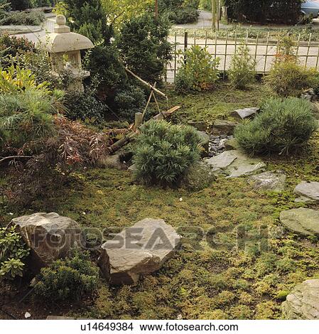 Japanese water feature in oriental-style garden View Large Photo Image Picture - Japanese water feature in oriental-style garden. Fotosearch