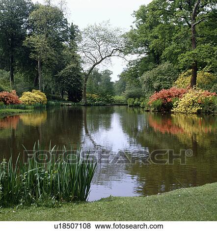 Stock Photo - Lake in large country garden in Autumn. Fotosearch