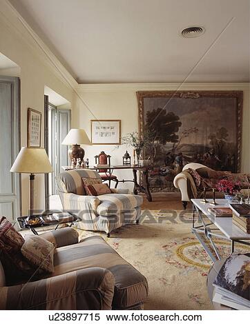 Stock Photography - Large picture on wall in traditional living room. Fotosearch