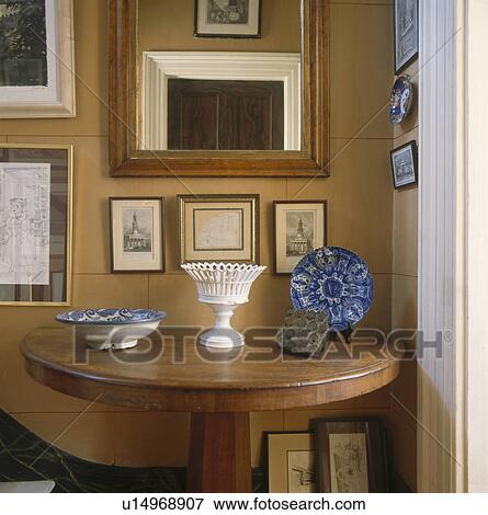Large Wooden Framed Mirror And Pictures Above Curved Antique Large Wooden Framed Mirror And Pictures