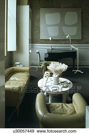Stock Photo - Leather sofas in modern living room. Fotosearch