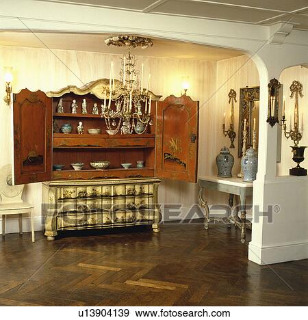 Stock Photo - lighting, interior, freestanding, chandelier, neutral, antique, interiors. Fotosearch