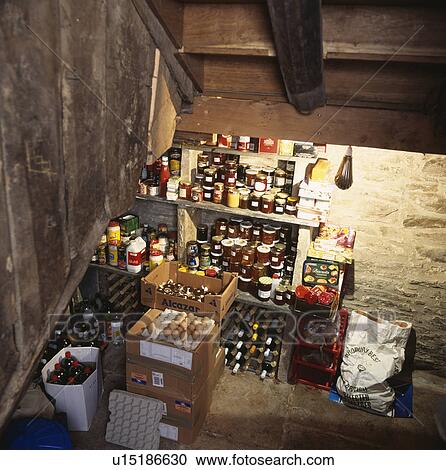 Looking down on cellar with eggs and jars of preserves and cases of wine View Large Photo Image Stock Image - Looking down on cellar with eggs and jars of preserves and cases of wine. Fotosearch