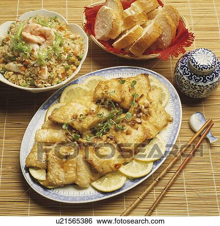 Stock Photograph - main, chinese, rice, fish, food. Fotosearch