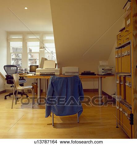 Maple wood floor in modern attic homeoffice View Large Photo Image Picture - Maple wood floor in modern attic homeoffice. Fotosearch