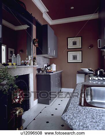modern, interior, fireplaces, grey, brown, cornices, interiors View Large Photo Image Stock Photo - modern, interior, fireplaces, grey, brown, cornices, interiors. Fotosearch