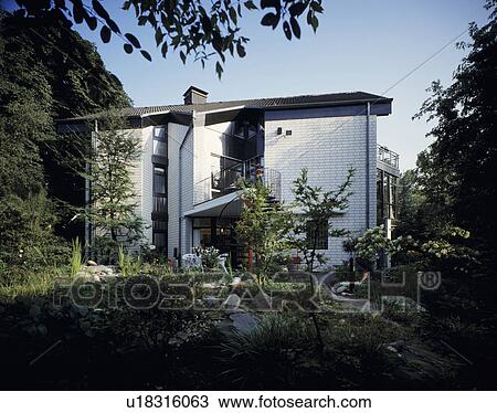 Modern white country house in Germany View Large Photo Image Stock Image - Modern white country house in Germany. Fotosearch