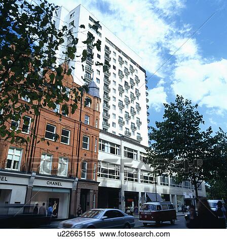 Stock Photography - outside, knightsbridge, shops, chanel, london, commercial. Fotosearch