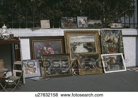 Stock Photo - Pictures for sale in street market.. Fotosearch
