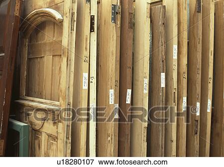 Recycling materials such as doors and windows. View Large Photo Image Stock Photo - Recycling materials such as doors and windows.. Fotosearch