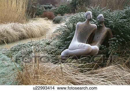 Sculpture in country garden in winter View Large Photo Image Picture - Sculpture in country garden in winter. Fotosearch