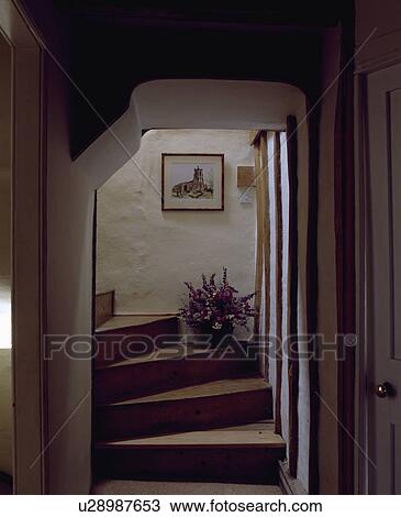 Small cottage hall with polished wooden staircase View Large Photo Image Stock Image - Small cottage hall with polished wooden staircase . Fotosearch