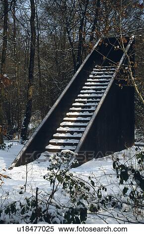 Snow on steps in winter woodland garden View Large Photo Image Stock Photography - Snow on steps in winter woodland garden. Fotosearch