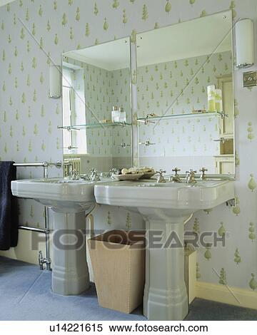 Spiegel, oben, doppelgänger, sockel, becken, in, traditionelle