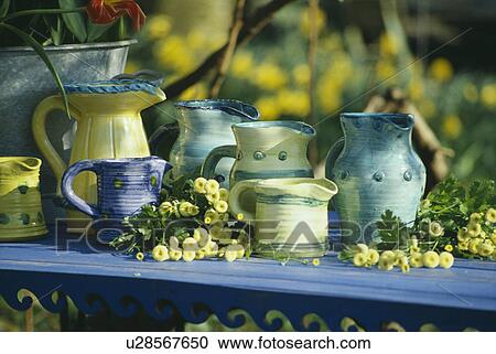 Still-Life of blue jugs View Large Photo Image Stock Image - Still-Life of blue jugs. Fotosearch