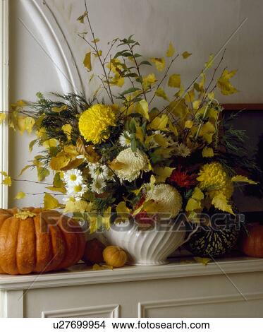 Still-Life of floral arrangement of yellow chrysanthemums View Large Photo Image Picture - Still-Life of floral arrangement of yellow chrysanthemums. Fotosearch