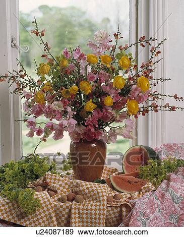 Still-Life of floral arrangement View Large Photo Image Stock Photo - Still-Life of floral arrangement. Fotosearch