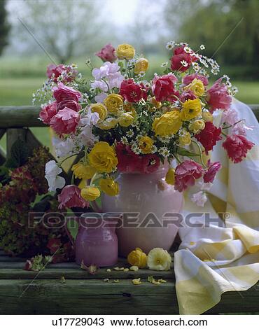 Still-Life of pink and yellow Spring flowers in vase View Large Photo Image Stock Image - Still-Life of pink and yellow Spring flowers in vase. Fotosearch