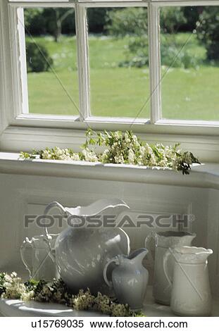 Stock Photography - Still-Life of white jugs. Fotosearch