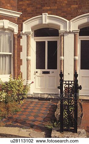 Traditional white Edwardian front door View Large Photo Image Stock Image - Traditional white Edwardian front door. Fotosearch