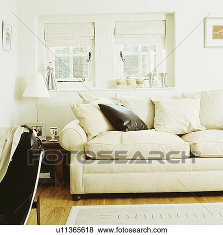 White Sofa In Cottage Living Room Stock Photo U11365618 White Sofa In Cottage Living Room