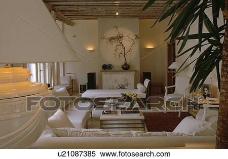 White sofas in modern white country living room View Large Photo Image Stock Photography - White sofas in modern white country living room. Fotosearch