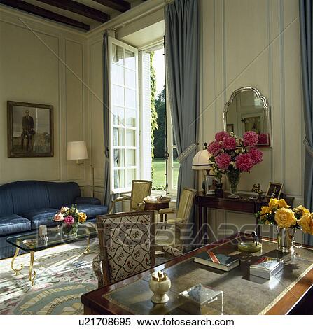 Antique desk in traditional country living room View Large Photo Image Stock Photography - Antique desk in traditional country living room. Fotosearch