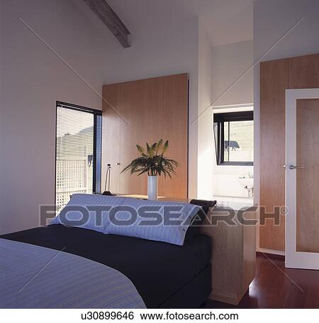 Architectural bedroom with ensuite bathroom View Large Photo Image Stock Photograph - Architectural bedroom with ensuite bathroom. Fotosearch