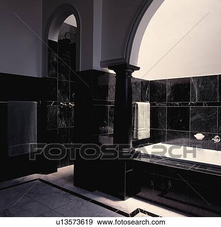 Black and white marble classical style bathroom. View Large Photo Image Stock Photo - Black and white marble classical style bathroom.. Fotosearch