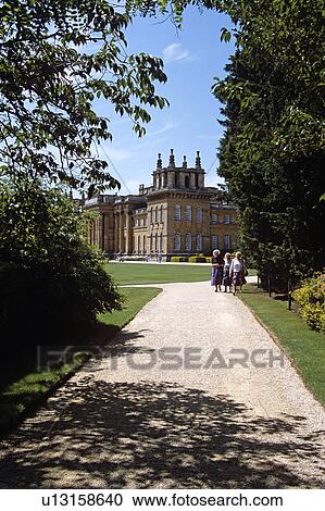 Blenheim Palace, Woodstock, near Oxford, Oxfordshire, England. Looking along path to visitors and Palace. View Large Photo Image Stock Image - Blenheim Palace, Woodstock, near Oxford, Oxfordshire, England. Looking along path to visitors and Palace.. Fotosearch