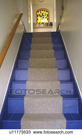 Stock Image - blue, interior, floors, stairs, interiors . Fotosearch