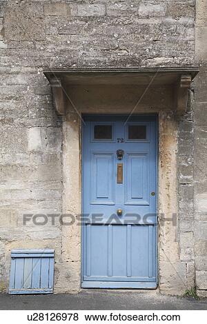 Stock Photo - blue, traditional, country, doors, stone, exteriors. Fotosearch