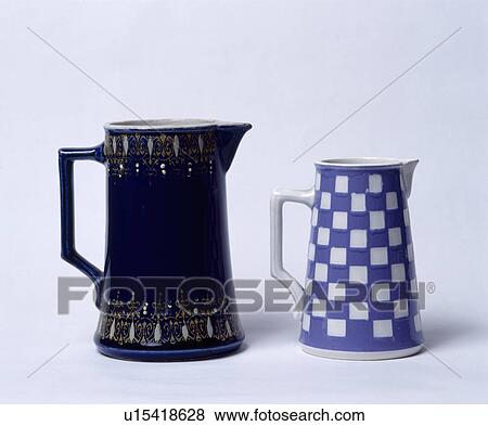 Stock Photo - ceramic, household, jugs, blue, pottery, objects. Fotosearch